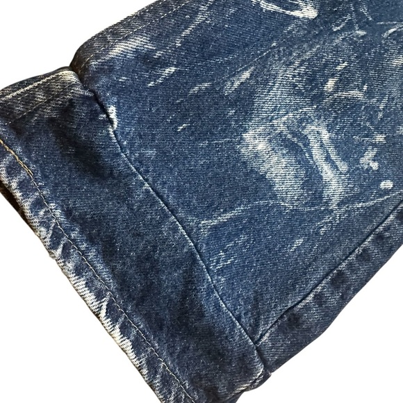 Thrashed Bleach 90s Vintage Lee Jeans 27” High Waisted Bootcut Dark Wash Denim - Picture 8 of 15